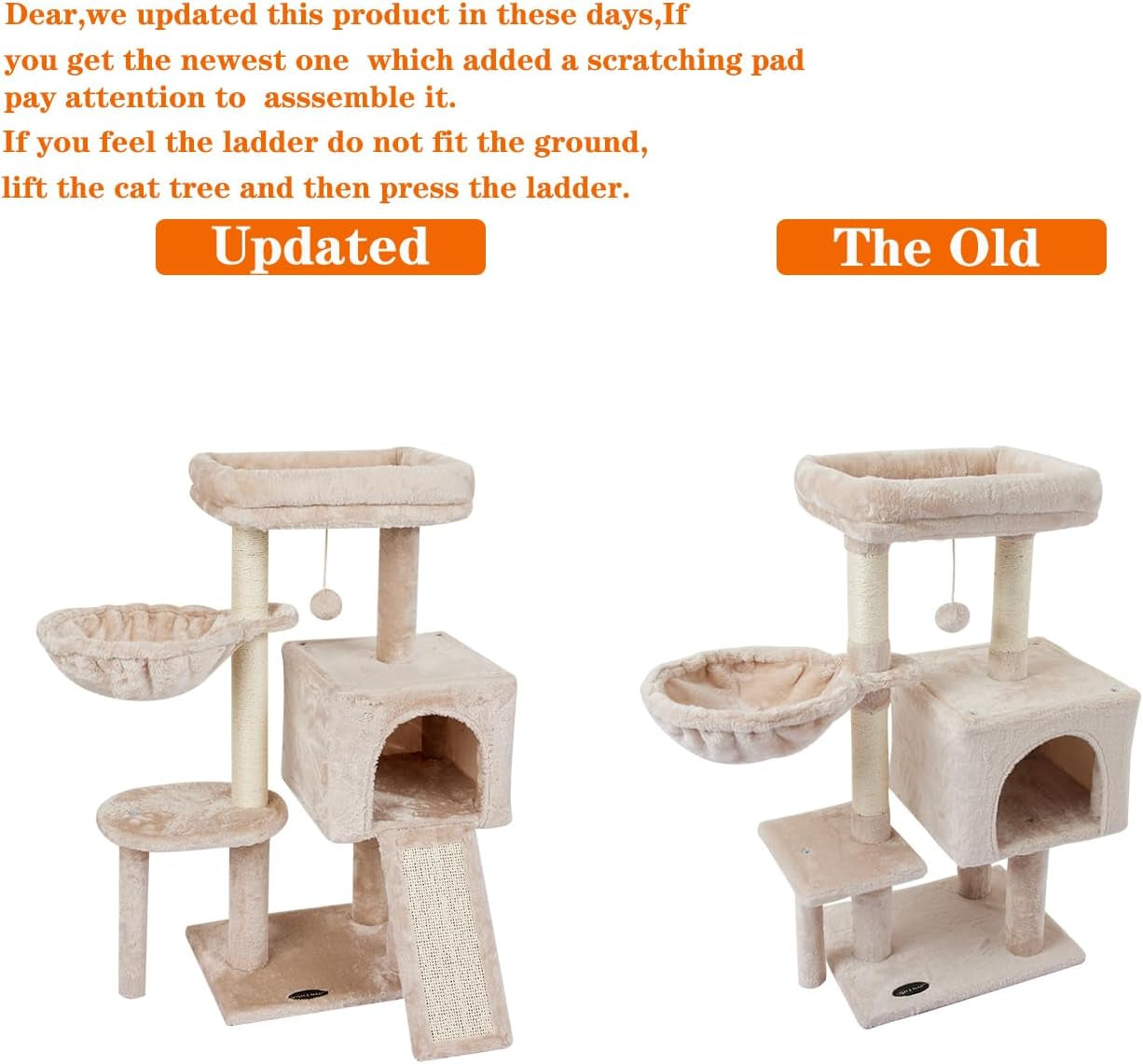 Cute Cat Tree Kitten Cat Tower for Indoor Cat Condo Sisal Scratching Posts with Jump Platform Cat Furniture Activity Center Play House Beige