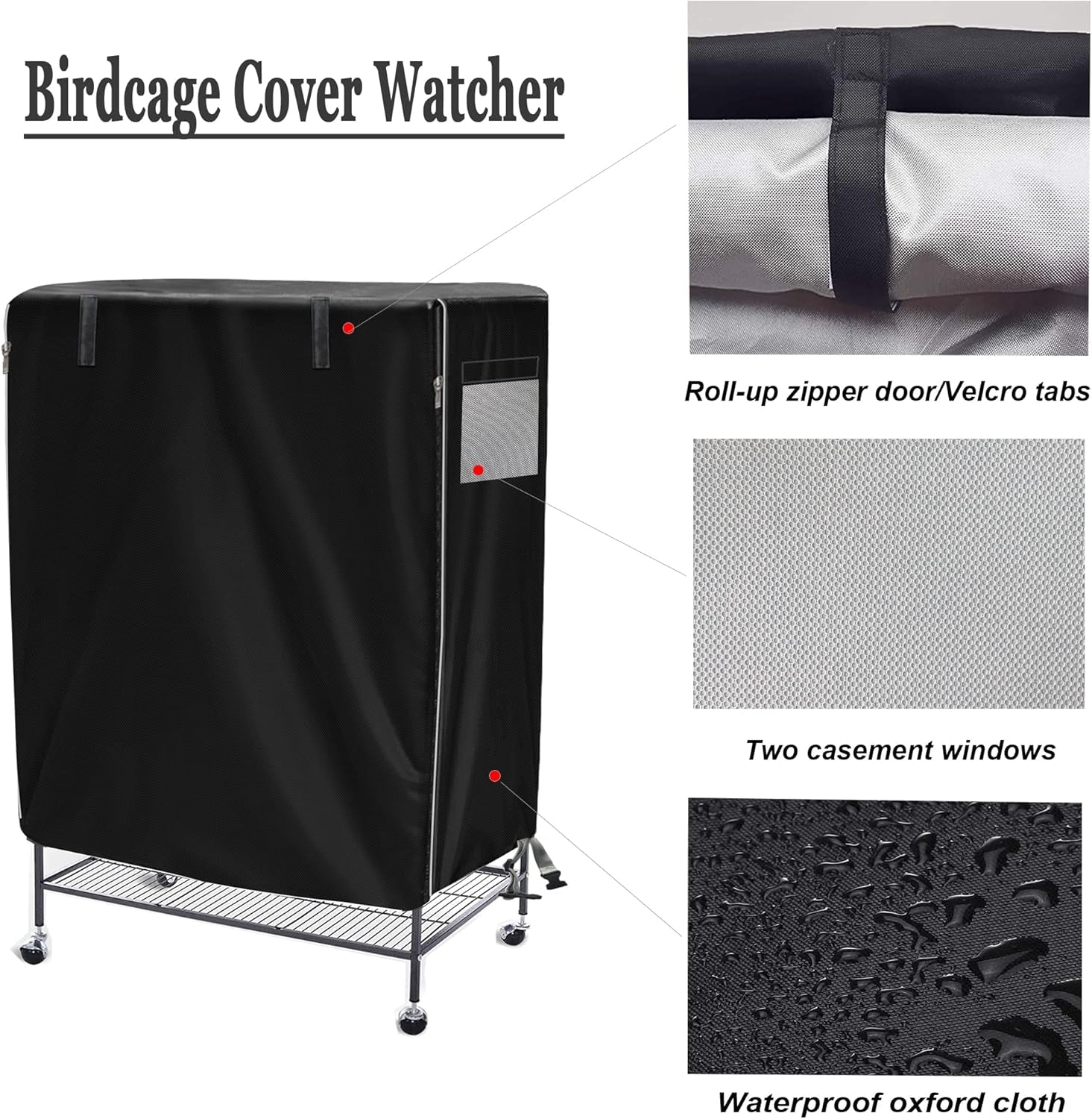 Birdcage Cover, Universal Bird Cage Cover Good Night Blackout, Parrot Cage Cover Breathable, Washable Parrot Cage Cover, Black, 20 "W X 20 "D X 30 "H