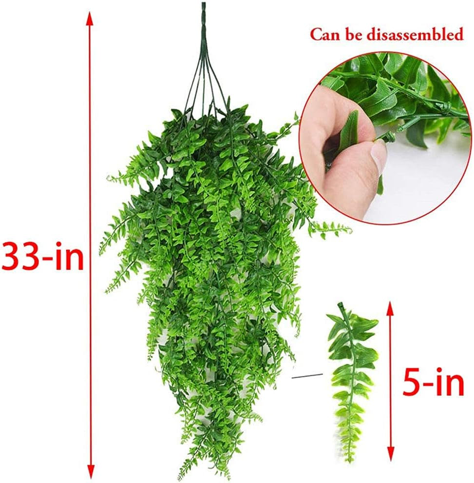 Reptile Plants Hanging Fake Vines Boston Climbing Terrarium Plant with Suction Cup for Bearded Dragons Lizards Geckos Snake Pets Hermit Crab and Tank Habitat Decorations (2 Pack)