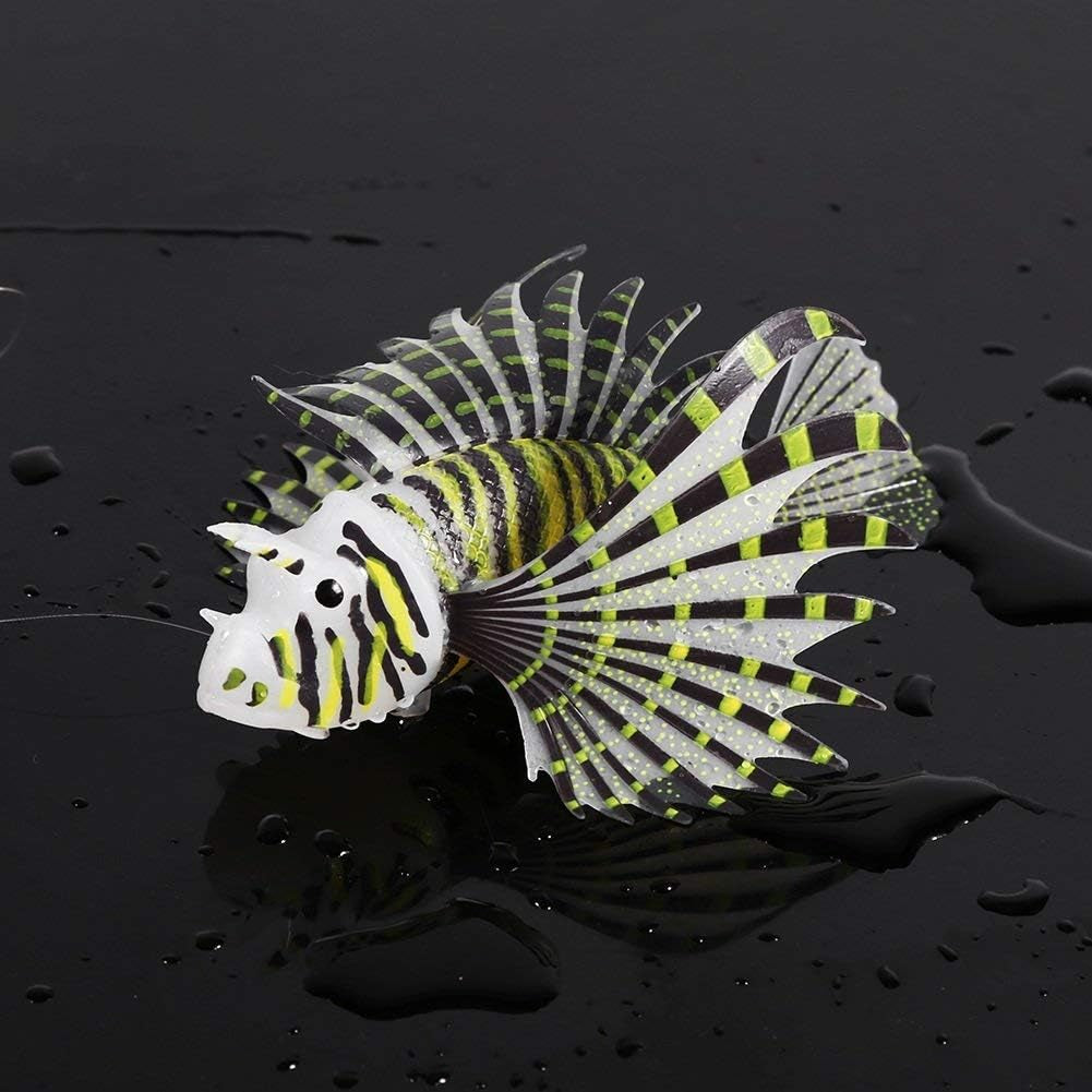 Artificial Lion Fish,Luminous Fake Fish,Aquarium Fish Tank Ornament,Glow Simulation Animal Decoration (Black)