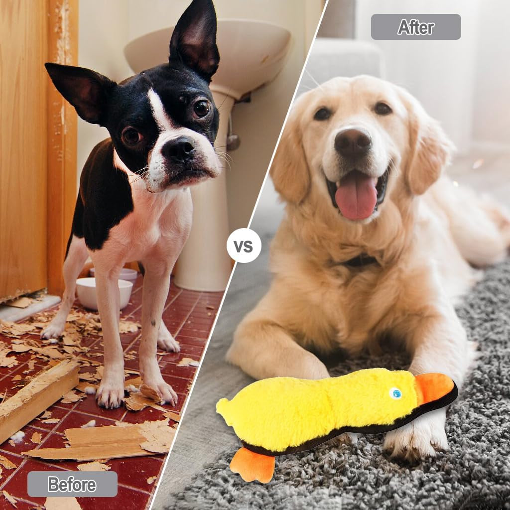 Dog Toy Squeaky Plush Chew Toys for Aggressive Chewers, Interactive Puppy Toys for Small, Medium, Large Dogs, Durable Stuffed Animal Toy with Mental Stimulation