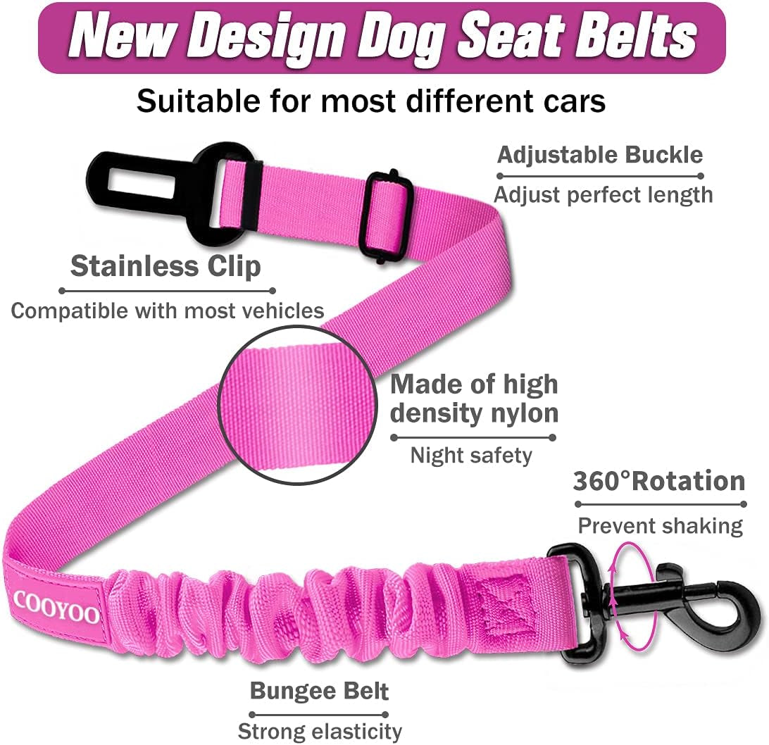 Dog Seat Belt,3 Piece Set Retractable Dog Car Adjustable Seatbelts for Vehicle Nylon Pet Safety Heavy Duty & Elastic & Durable Car Harness for Dogs