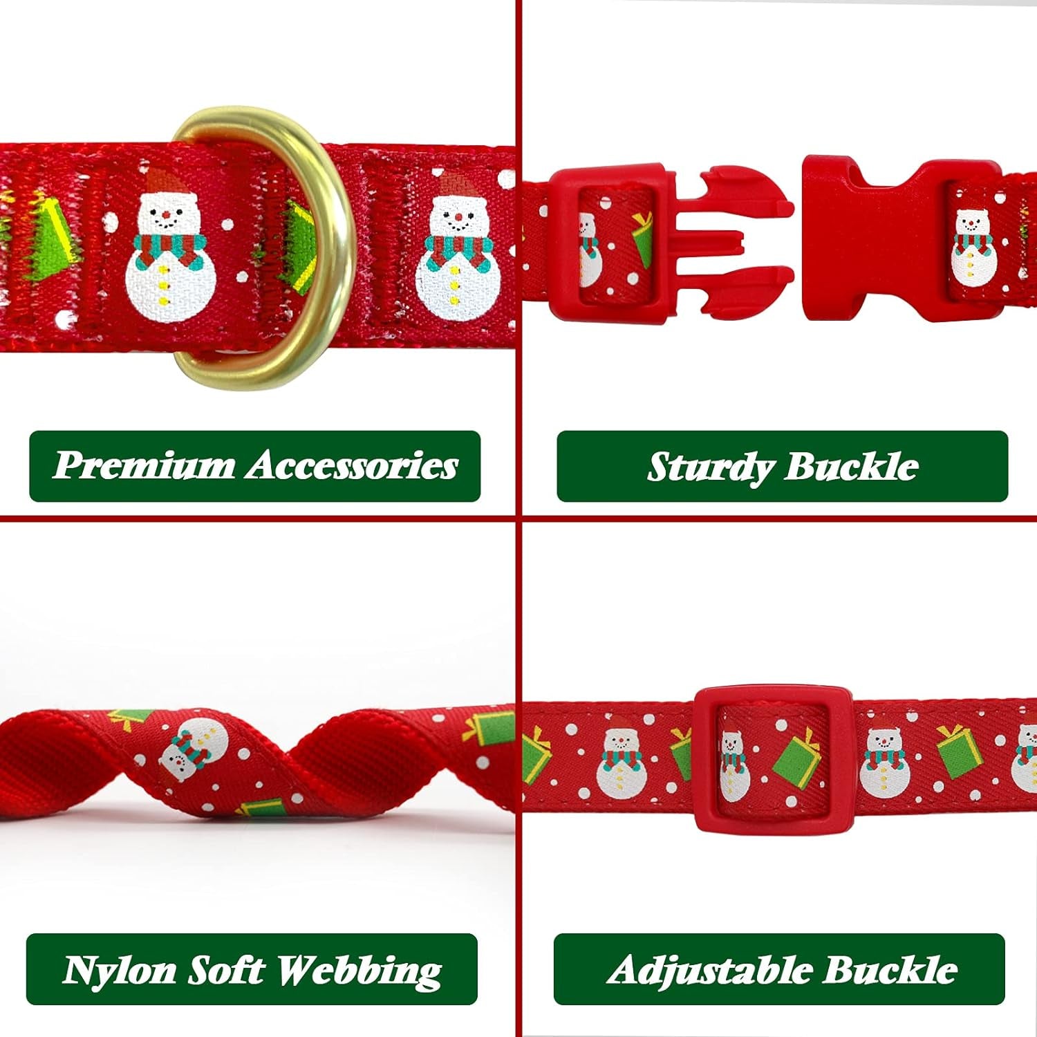 Adjustable Christmas Dog Collar with Antler Bow Tie Accessories for Medium Dogs
