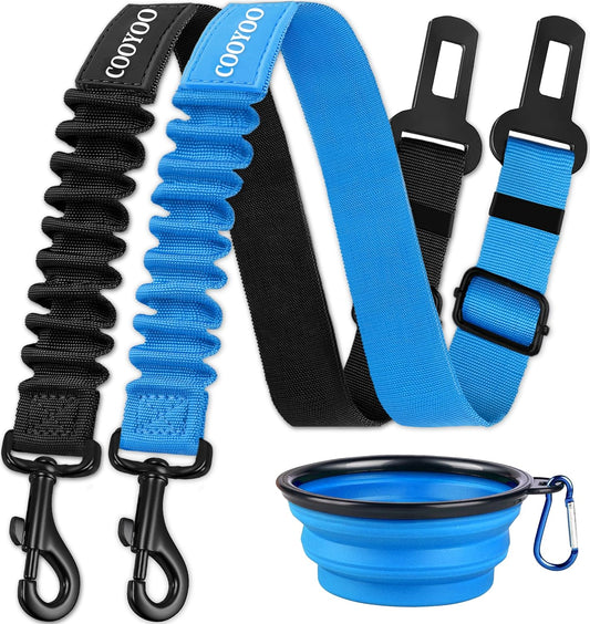 Dog Seat Belt,3 Piece Set Retractable Dog Car Harness Adjustable for Vehicle Nylon Pet Safety Heavy Duty & Elastic