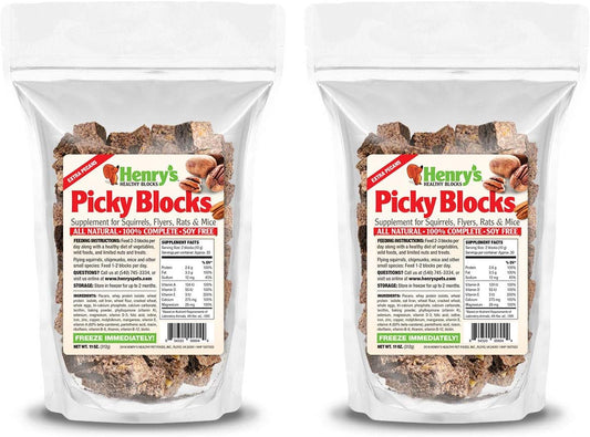 Henry'S Picky Blocks - Nutritionally Complete Rodent Blocks – Food for Squirrels, Flying Squirrels, and Chipmunks, 11 Ounces (2-Pack)
