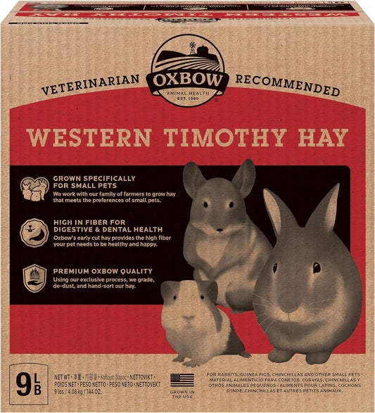 Animal Health Western Timothy Hay, Guinea Pig Hay, Small Pet Bunny Supplies, All Natural Grass for Guinea Pig, Bunny, Chinchilla & Hamster,  Rabbit Supplies for Bunnies, 9 Lb Box
