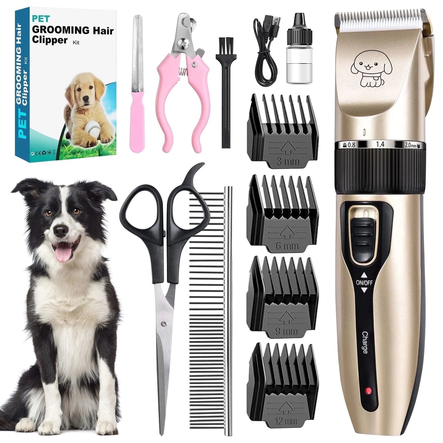 Cordless Dog Grooming Kit, Dog Clippers, Professional Quiet Electric Pets Hair Trimmers