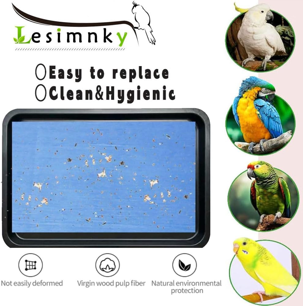 120 Pieces Bird Cage Liners-11'' X 17''Disposable Non-Woven Bird Cage Paper Liners Precut Absorbent Fecal Tray Cages Cushion Pad Mat Cuttable Pet Animal Cages Cushion for Parrot (Blue)