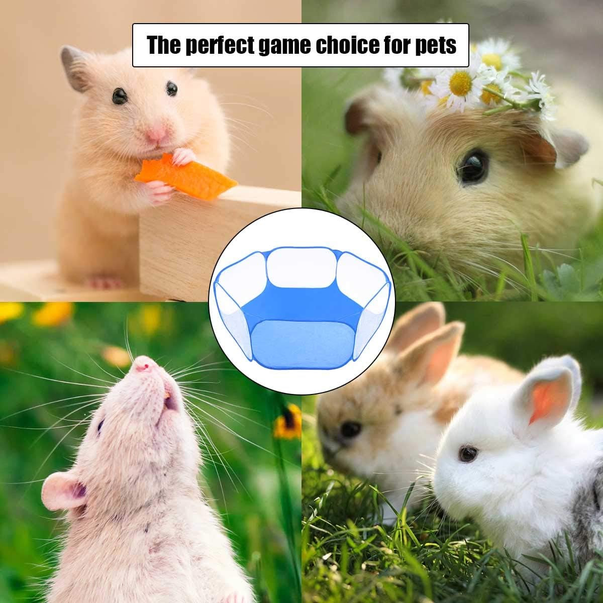 Small Animals Tent,Reptiles Cage,Breathable Transparent Pet Playpen Pop Open Outdoor/Indoor Exercise Fence,Portable Yard Fence (Blue)