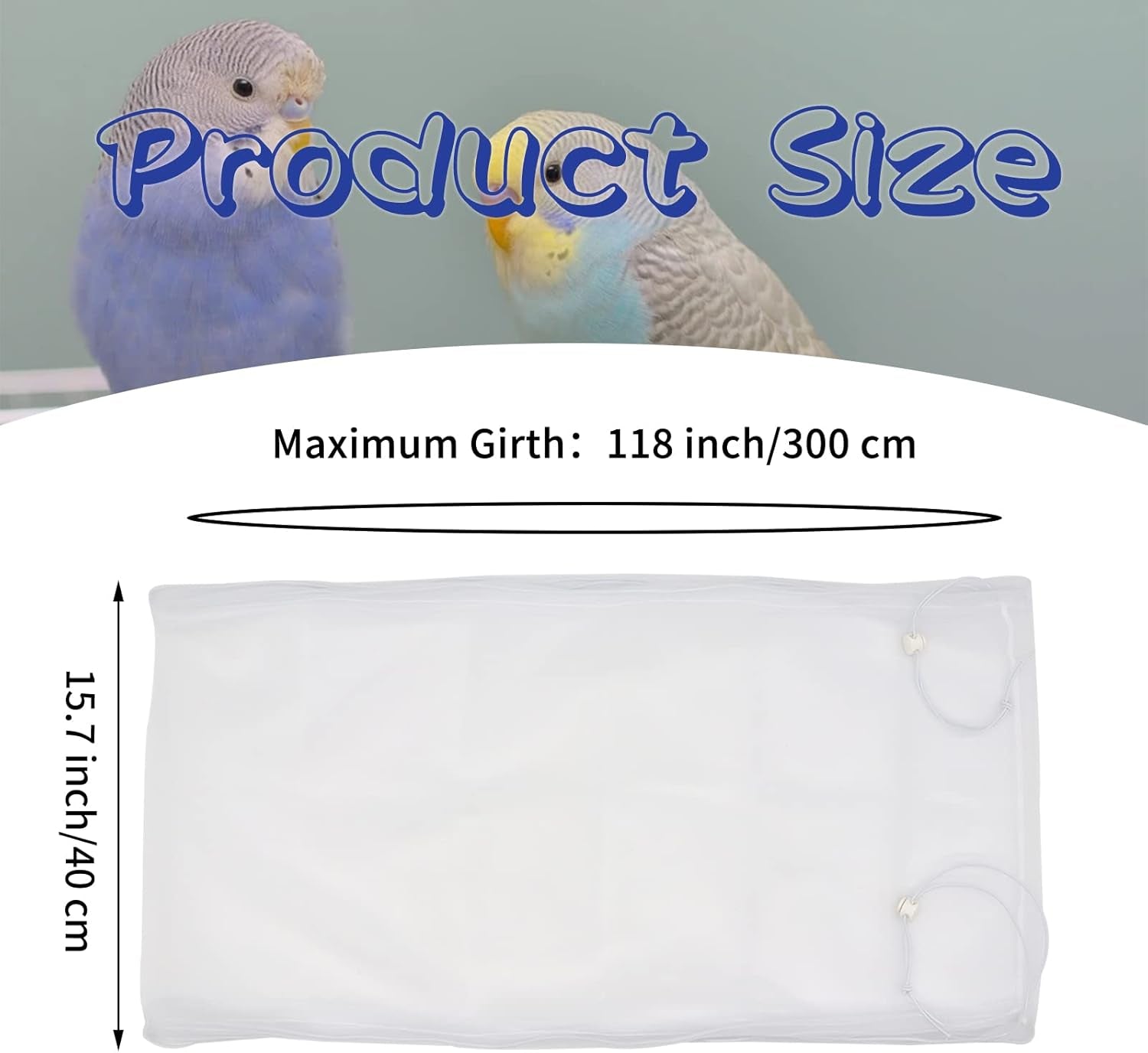 2Pcs Large Bird Cage Cover, Adjustable Parrot Nylon Airy Soft Mesh Net, Universal Seed Feather Catcher, Birdcage Cover Skirt Sheer Guard for Parakeet Macaw round Square Cages