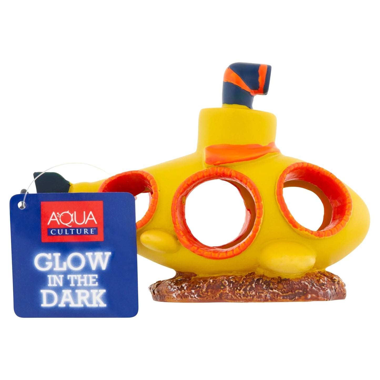 Yellow Submarine Glow in the Dark Polyresin Aquarium Ornament