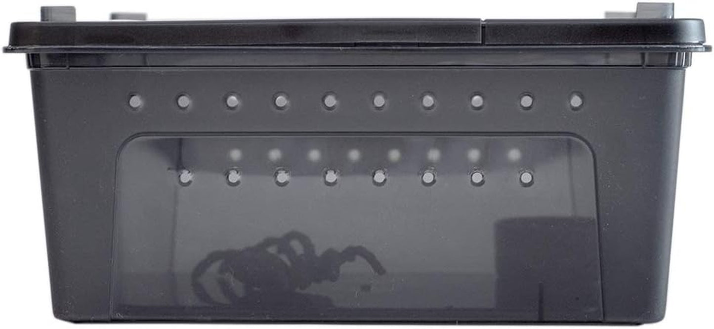 Portable Reptile Terrarium Habitat for Mini Pet Houses Breathable Holes Stackable Container (Black-M)