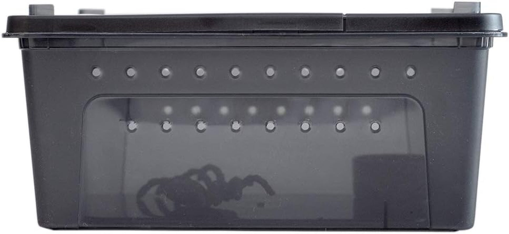 Portable Reptile Terrarium Habitat for Mini Pet Houses Breathable Holes Stackable Container (Black-M)