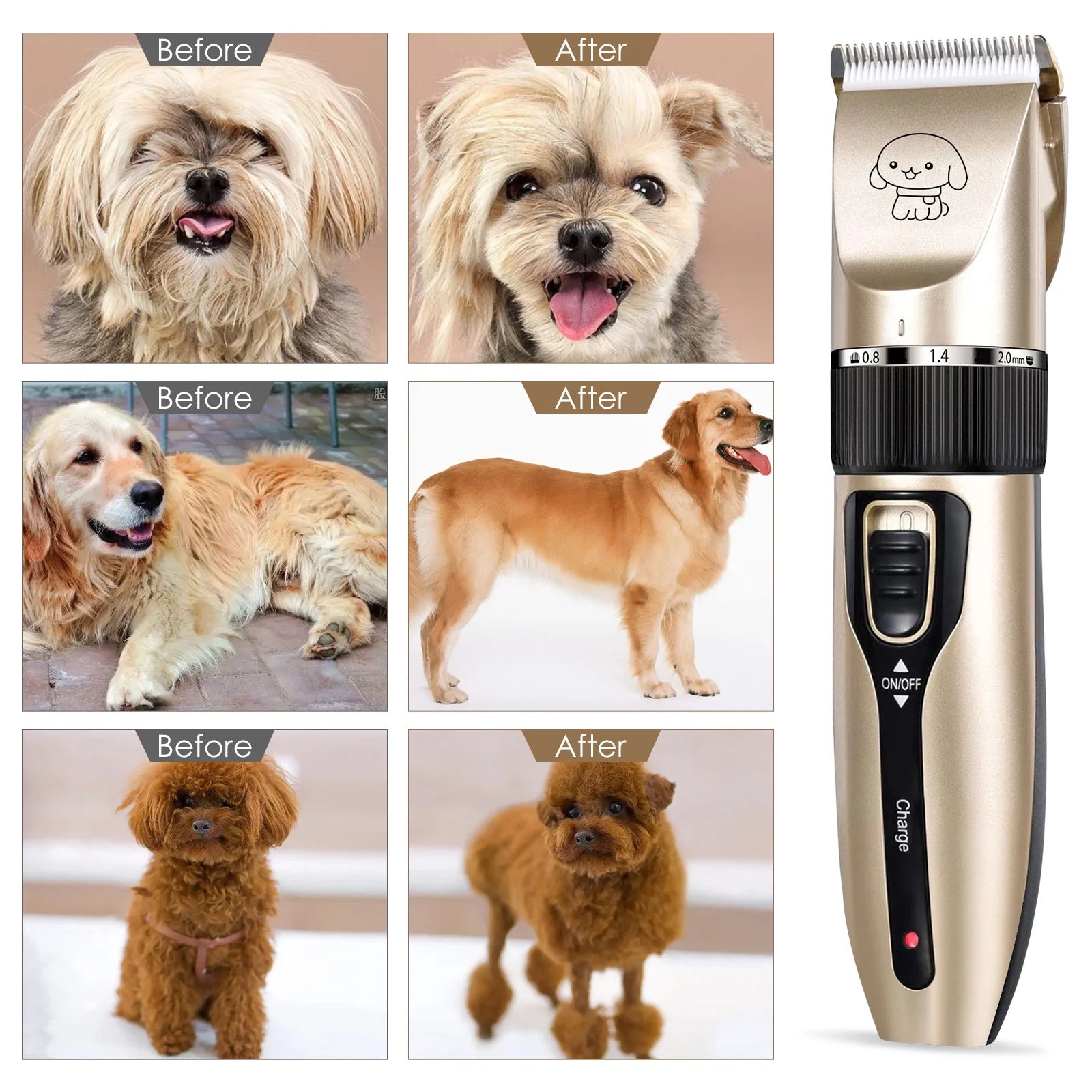 Cordless Dog Grooming Kit, Dog Clippers, Professional Quiet Electric Pets Hair Trimmers
