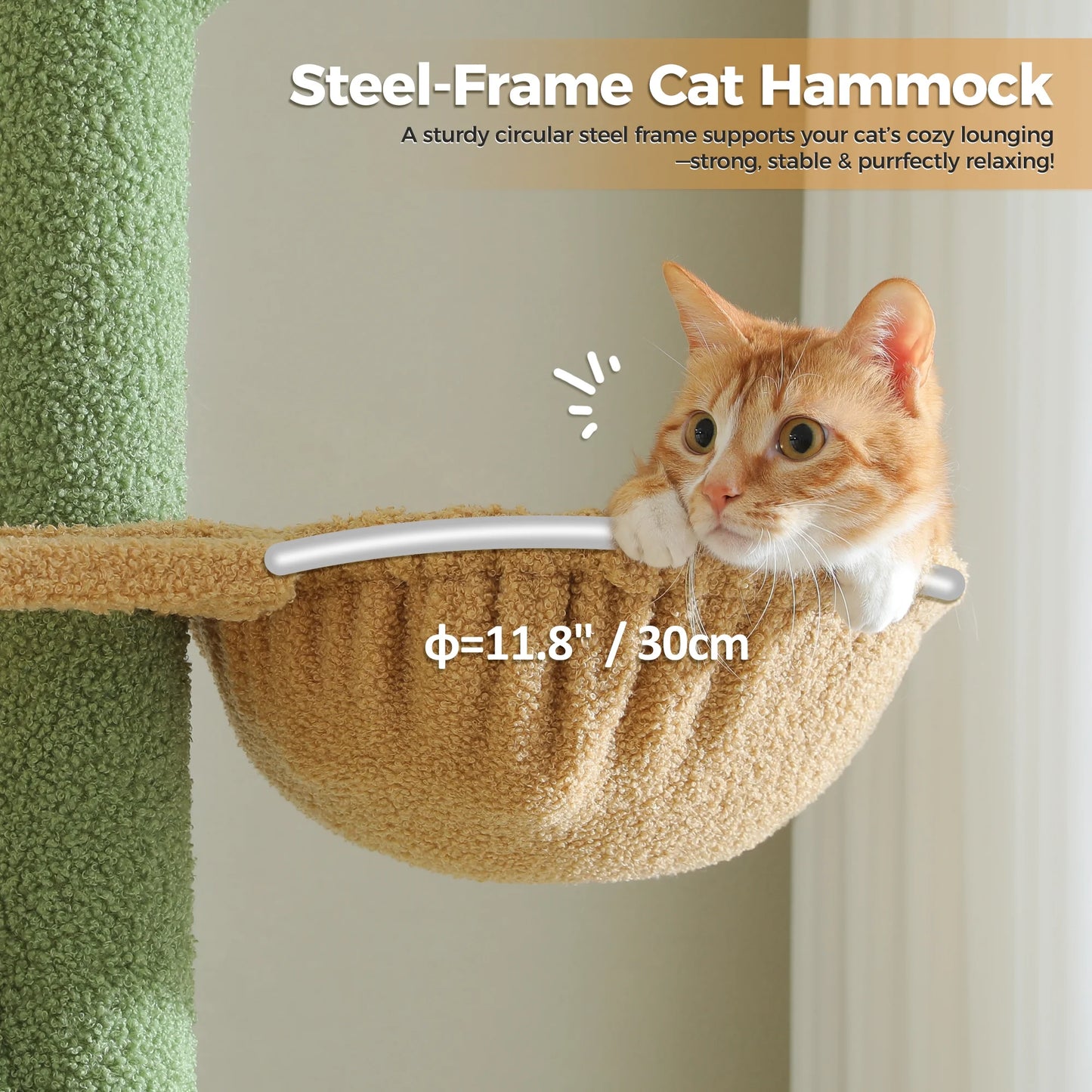 Tall Cat Tree Cactus Floor to Ceiling Cat Tower 95-108" Sisal Scratching Post for Indoor Cats