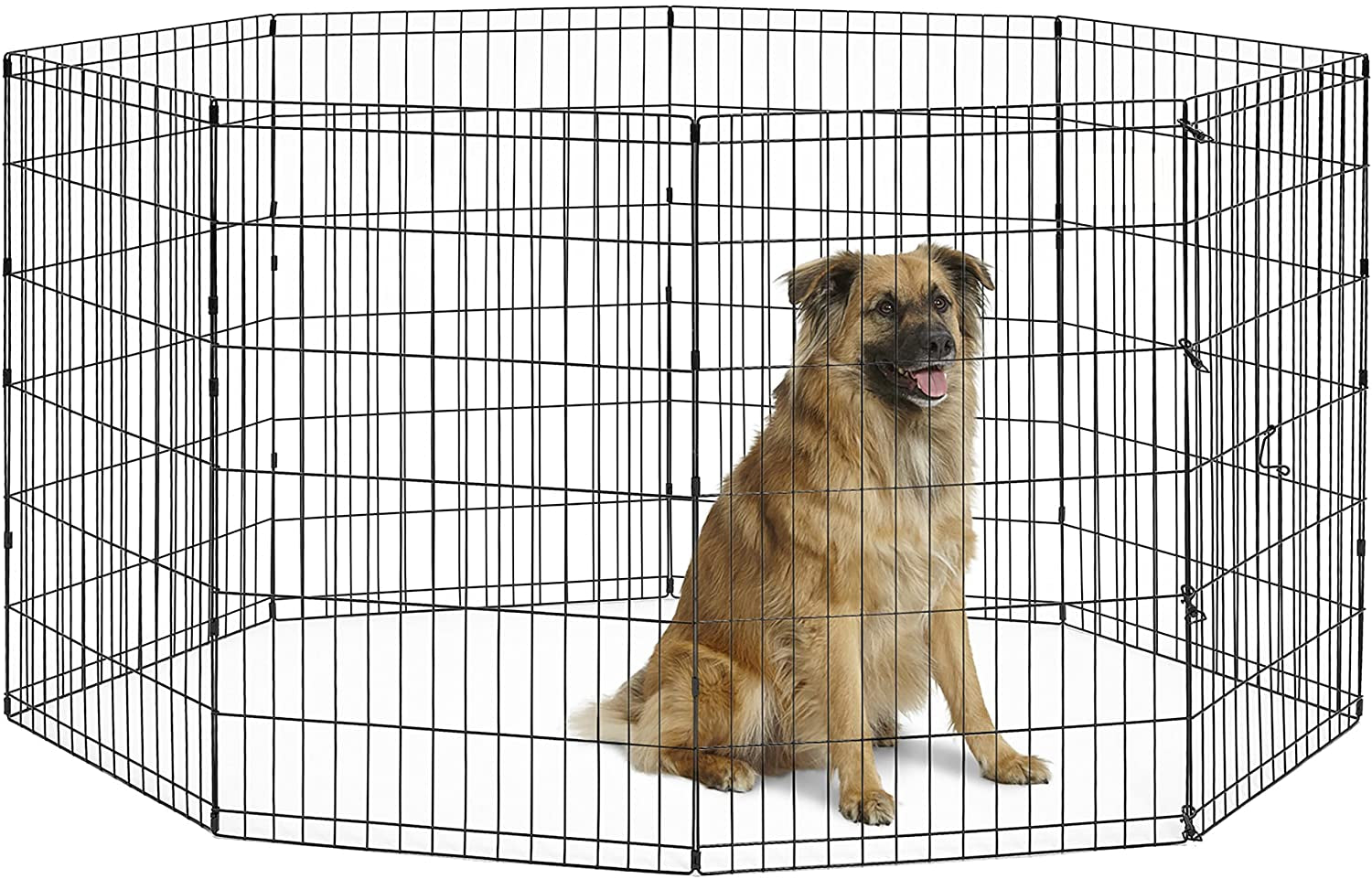 Dog Exercise Pen & Playpen, 24" W X 36" H, No Door, Black