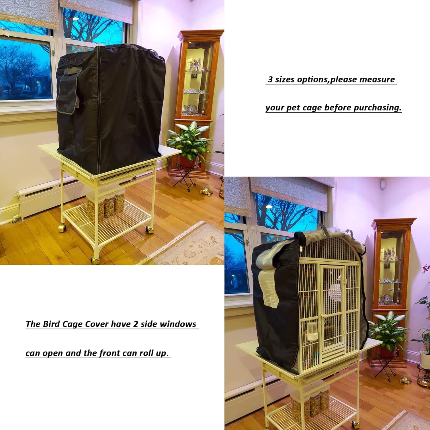 Birdcage Cover, Universal Bird Cage Cover Good Night Blackout, Parrot Cage Cover Breathable, Washable Parrot Cage Cover, Black, 20 "W X 20 "D X 30 "H