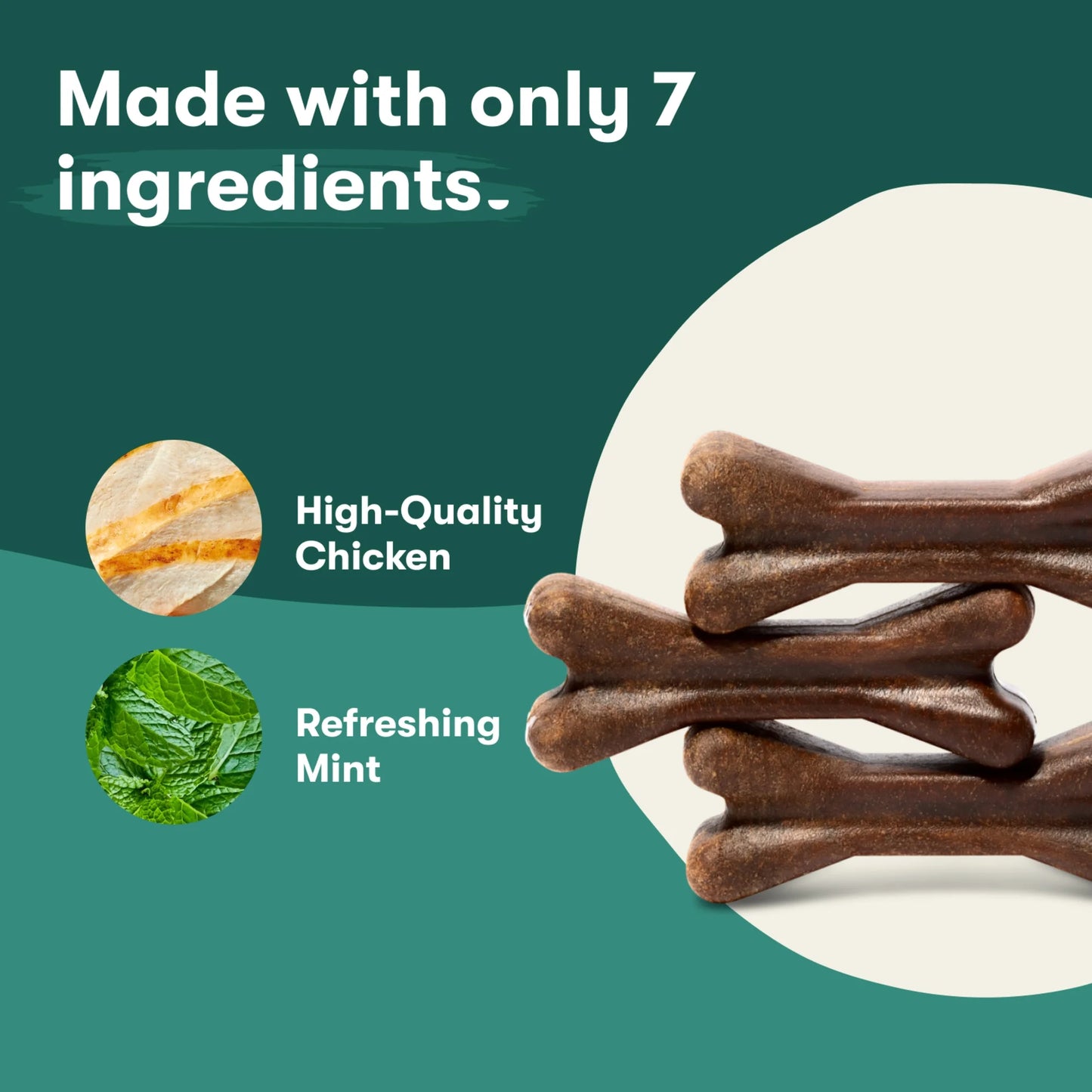 Chicken Flavor Dry Dental Treats for Large Dogs, 8.2 Oz Bag, 4 Treats