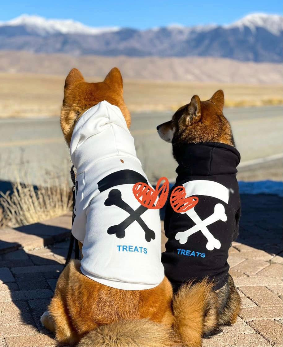 Stylish Dog Hoodie Dog Clothes Streetwear Cotton Sweatshirt Fashion Outfit for Dogs Cats Puppy Small Medium Large (XL, White)