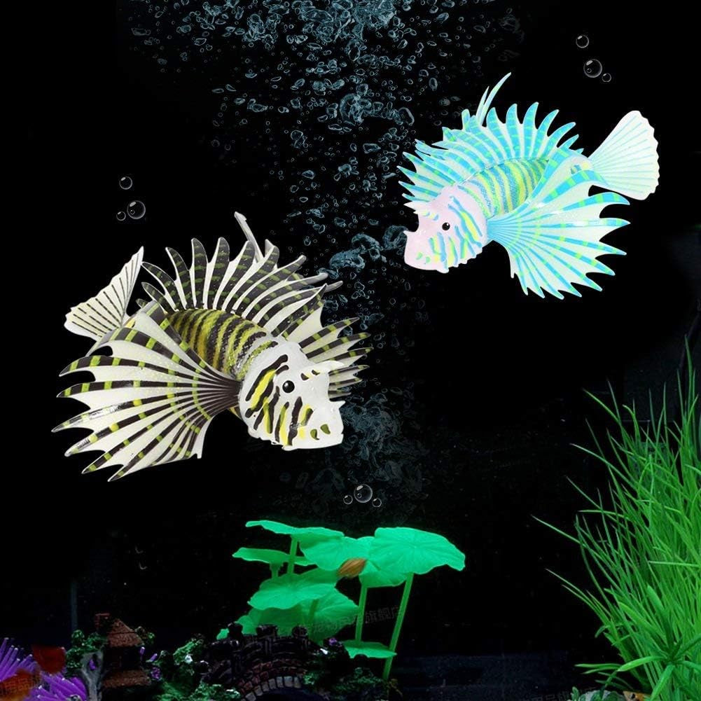 Artificial Lion Fish,Luminous Fake Fish,Aquarium Fish Tank Ornament,Glow Simulation Animal Decoration (Black)