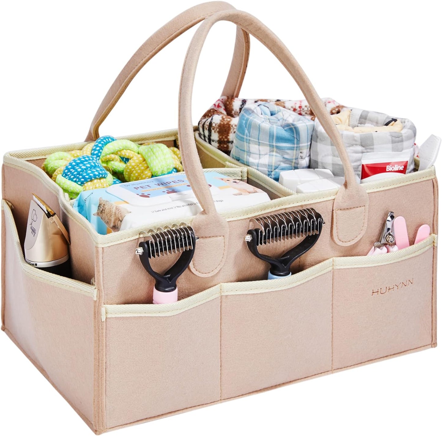 Pet Grooming Tote Bag, Dog Grooming Supplies Organizer Bag, Dog Grooming Bag for Travel Outdoor(Bag ONLY) (Khaki)