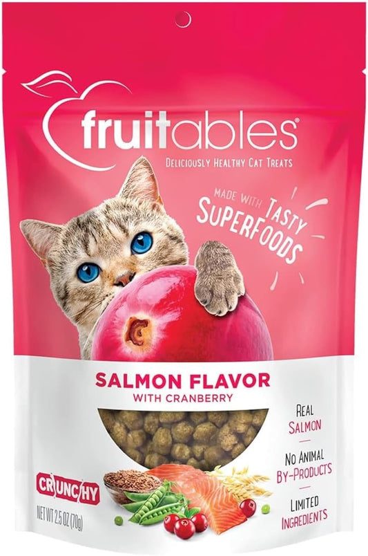 Cat Crunchy Treats for Cats – Healthy Low Calorie Packed with Protein – No Wheat, Corn or Soy – Made with Real Salmon with Cranberry – 2.5 Ounces