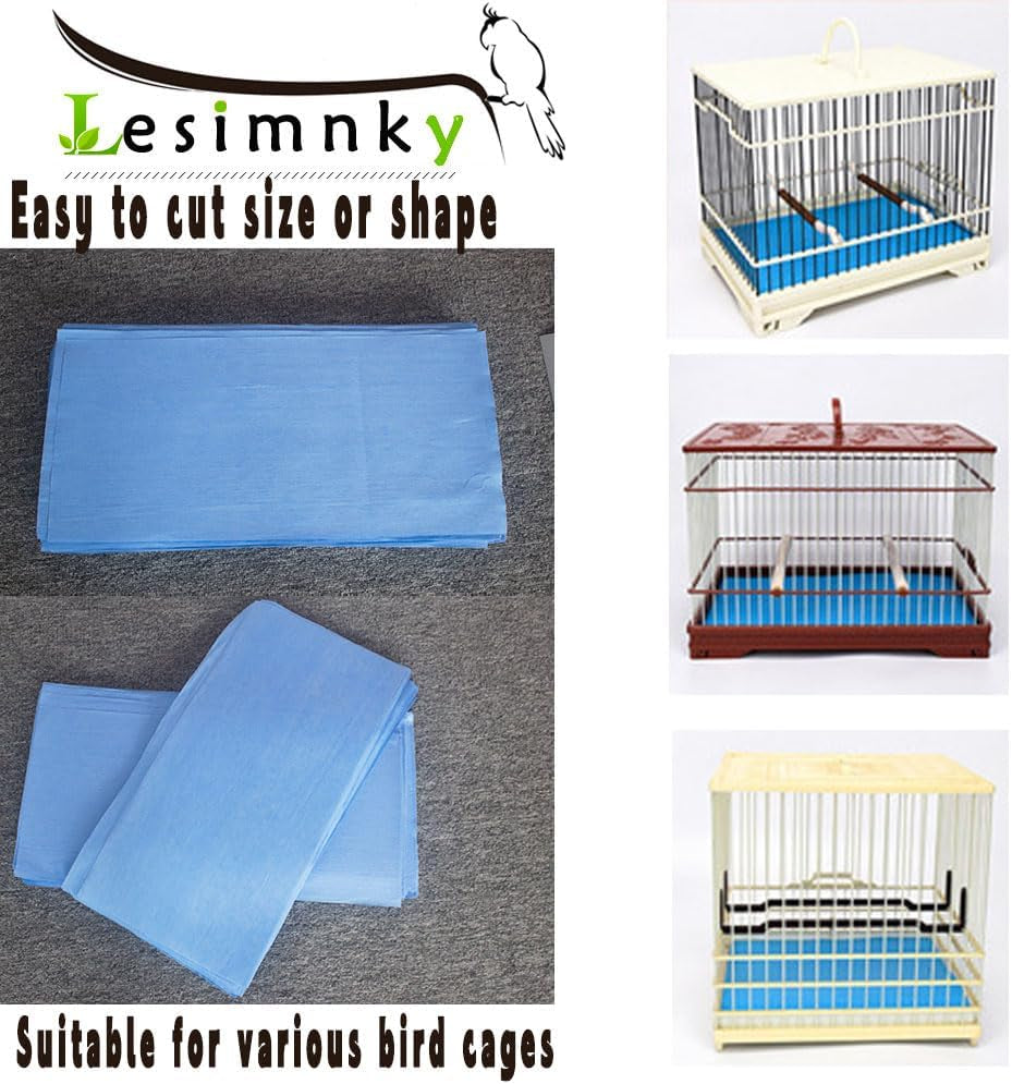120 Pieces Bird Cage Liners-11'' X 17''Disposable Non-Woven Bird Cage Paper Liners Precut Absorbent Fecal Tray Cages Cushion Pad Mat Cuttable Pet Animal Cages Cushion for Parrot (Blue)
