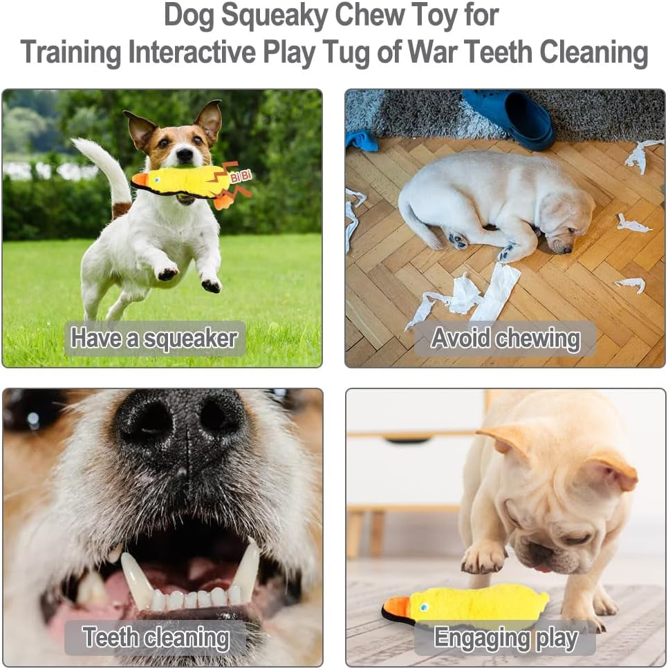Dog Toy Squeaky Plush Chew Toys for Aggressive Chewers, Interactive Puppy Toys for Small, Medium, Large Dogs, Durable Stuffed Animal Toy with Mental Stimulation