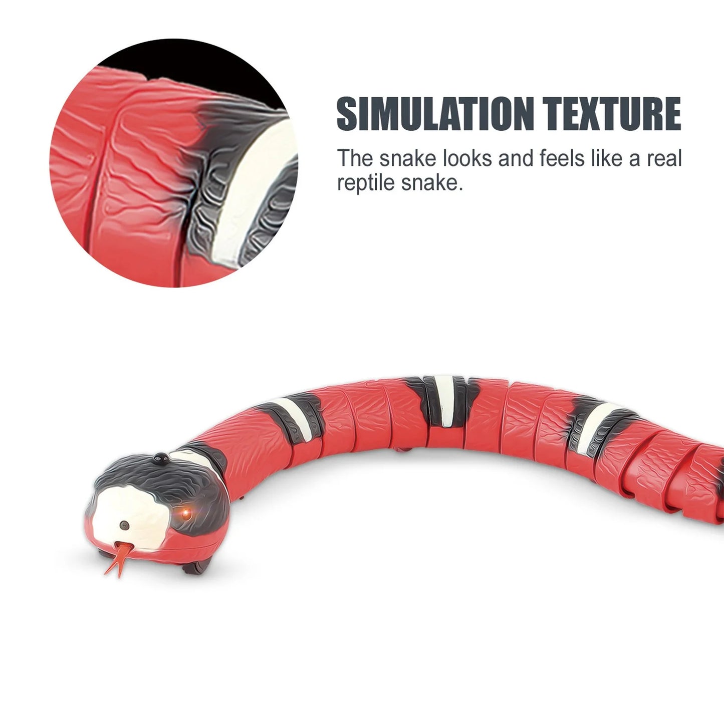 Smart Sensing Realistic Snake Toy - Interactive Fake Snake for Kids, Cats & Dogs - USB Rechargeable Electric Simulation Snake for Halloween, Christmas Xmas Gift